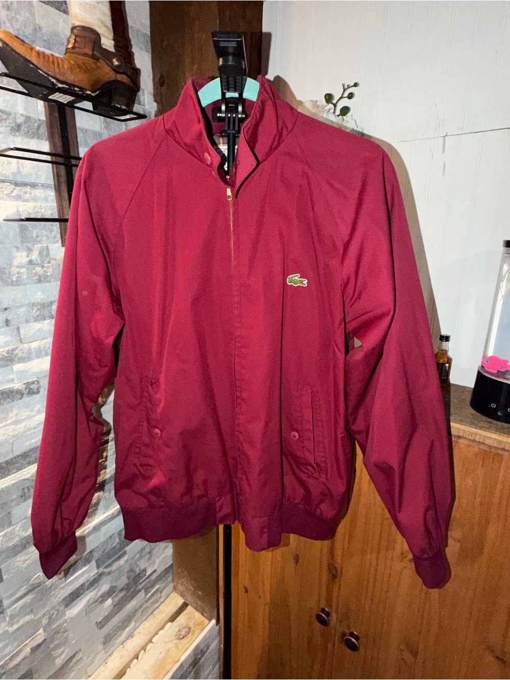 Lacoste Men's Burgundy Lightweight Zip-Up Jacket